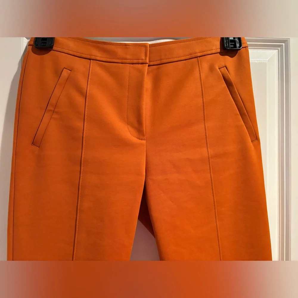 Tory Burch Orange Tailored Ankle Pants Size 4 Slim Leg Cropped Career